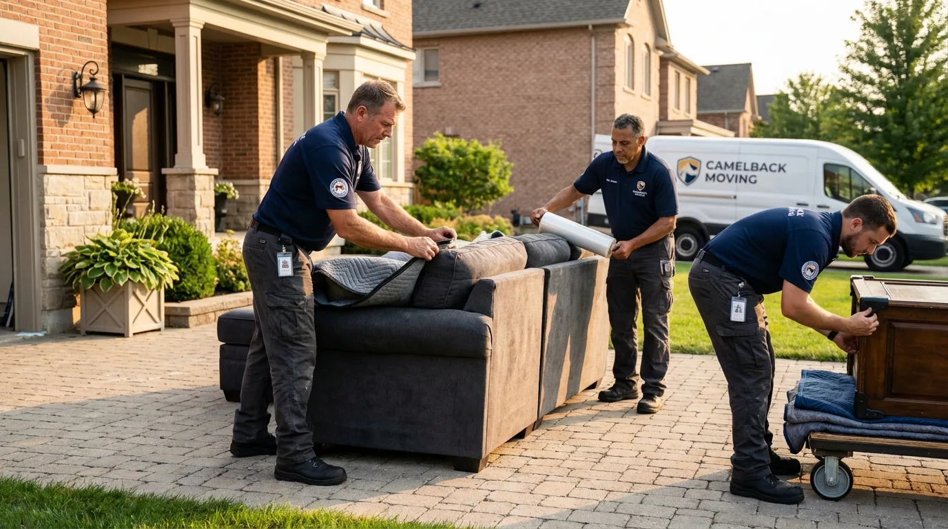 Large estate moving crew wrapping furniture in Peabody, KS