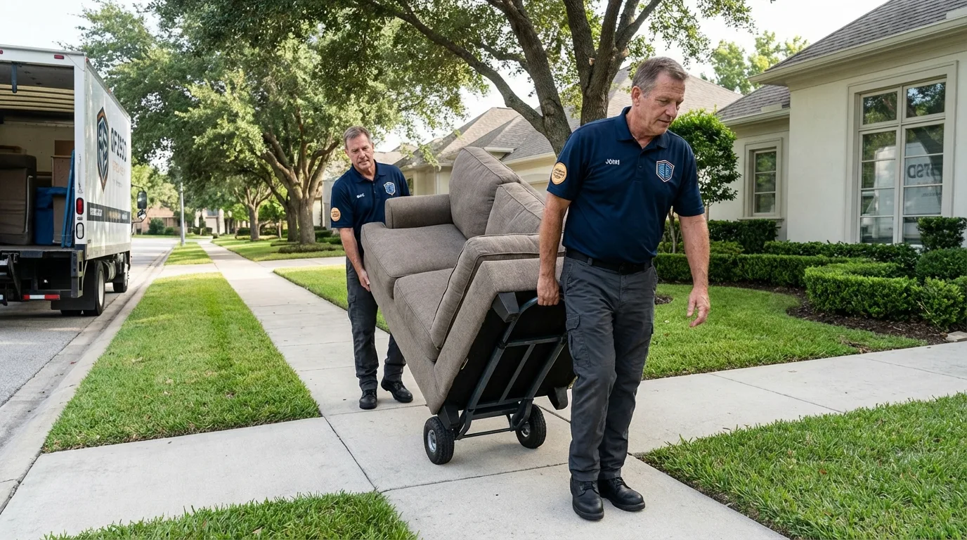 Local residential moving crew loading furniture in Peabody, KS