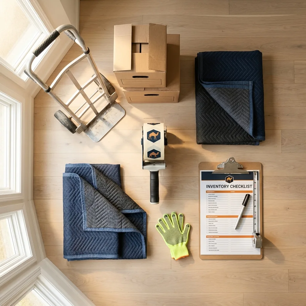 Professional moving supplies and packing materials layout for Peabody residential relocations